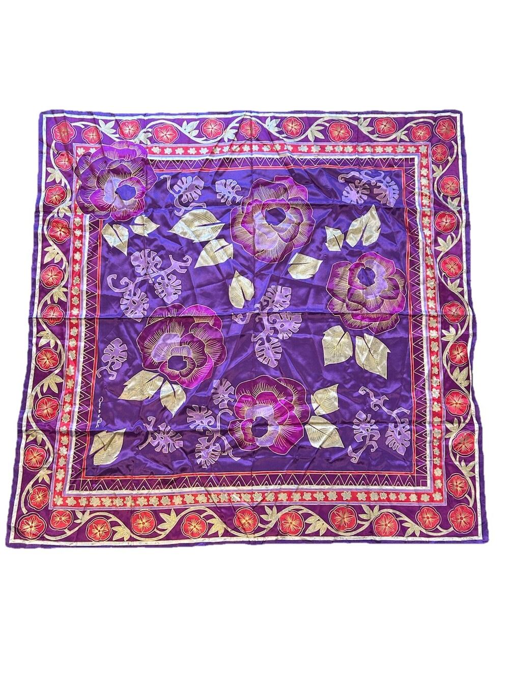Vintage Oscar De La Renta Square Scarf, Vibrant, Silk, Rare. Boho Beachy Summer